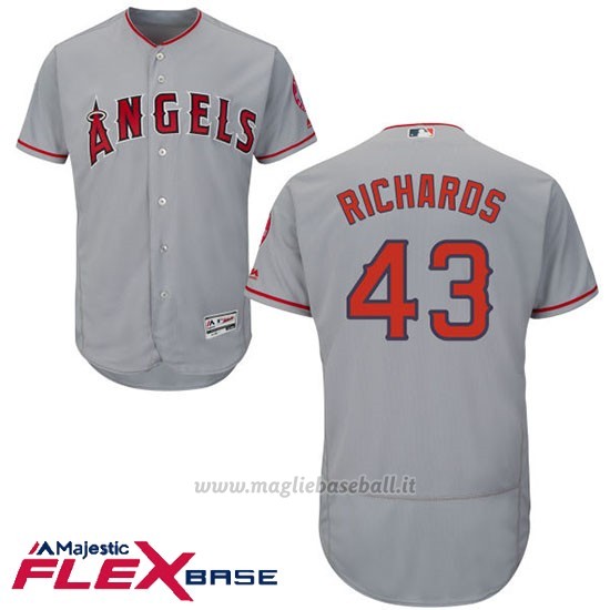 Maglia Baseball Uomo Los Angeles Angels Garrett Richards Grigio Flex Base